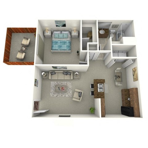 Floor plan for 1 bed, 1 bath, 600 sqft